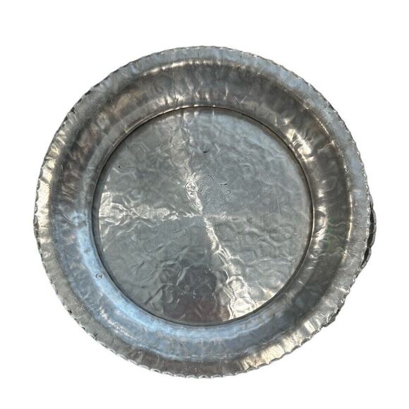 Vintage Hand Wrought Rodney Kent Aluminum Bowl Floral Handles #407 - Picture 7 of 8